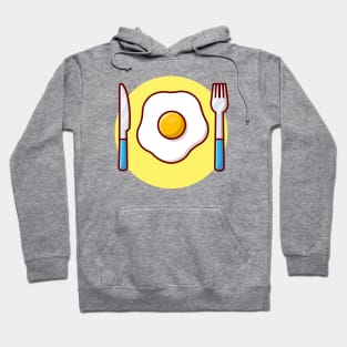 Egg Fried With Fork And Knife Cartoon Vector Icon Illustration Hoodie